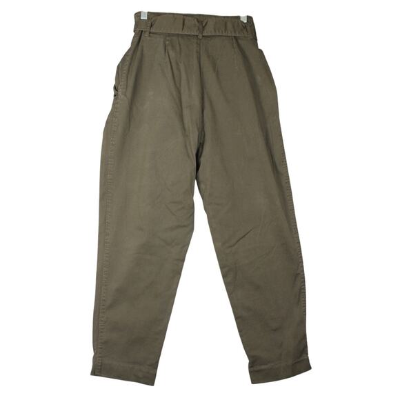H&M Womens Belted Pants Green Size 6 Taper Leg - Picture 3 of 3